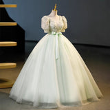 Green Sensing Senior Piano Performance Art Examination Evening Dress Women's Dress Light Luxury Small High-End Host HZ0517