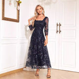Simple Evening Dress 2026 New Broken Flower Long Net Collar Party Dress Dress HZ0517