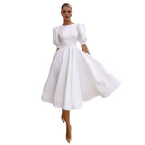2026 New Solid-Colored Women's Dress Fashion Sexy Big Swing Short Sleeve Small Dress Dress HZ0517