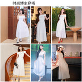 White One-Liner Dress Dress 2026 Winter New Birthday Party Party Party Party Dress Small White Dress HZ0517