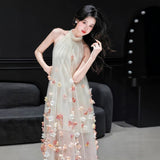 Morning Dress Female Bride French Fairy Hanging Neck Engagement Dress 2026 New Sweet High-End Light Luxury Flower Dress HZ0517