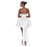 New One-Word Shoulder-To-Shoulder Evening Dress Bow Dress Short Ball Birthday Dress HZ0517