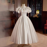 French Retro Small Small Wedding Dress With A New Simple Elegance Temperament Educative Small White Dress Evening Dress HZ0517