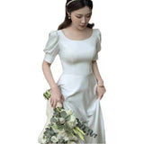 Simplicity Light Wedding Dress French Dress 2026 New Simple Temperament Simple Thin Outdoor Yarn HZ0517