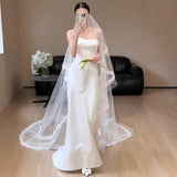 French Bra Light Wedding Dress Bride 2026 New Densate Simple Fishtail Engagement Girl Go Out Yarn Light Wedding Dress HZ0517