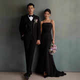 Black Studio Theme Korean Style Wedding Dress Sling Small Tail Zipper Simple Fashion Dress Hepburn HZ0517