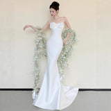 Braming Evening Dress 2026 New Banquet Host Shown Thin Fishtail Dress High-End White Light Wedding Design HZ0517