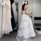 Travel Shot Light Wedding Dress Turf Wedding Sweet Lace Dress Engagement Dress Sen Simple Go Out White Yarn HZ0517