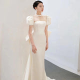 French Light Wedding Dress 2026 New Bridal Temperament Small Tail To Go Out To Welcome The Simple Fish-Tailed And Fasing Dress HZ0517
