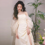 Bride Simple Long French Fascling Yarn Chao Xiansen Morning Dress Welcome Wedding Dress HZ0517