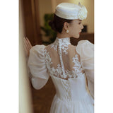 French Light Wedding Dress 2026 New Fishtail Thin Bride Welcome Yarn Temperament Long-Sleeved Evening Dress HZ0517