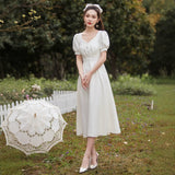 White Certificate Registration Small White Dress French Fastine Engagement Daily Can Wear Small Dress Dress Dress HZ0517