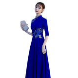 Adult Choir Performance Costume Female Dress Host Student Chorus Folk Song Conductor Costume Chinese Evening Dress HZ0517