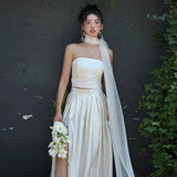Light Wedding Dress Morning Robe Bridal Certificate Temperament Simple Set Of Small Small Bras Dress Female HZ0517