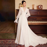 French Light Wedding Dress 2026 New Long-Sleeved Bride Super Fairy Morning Dress Go Out Yarn Temperament Small Tail Dress HZ0517