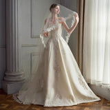 Brased And Densified Wedding Dress 2026 New Bridal Small Master Yarn French High-Quality Yarn Simple And Lightweight HZ0517