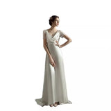 New Light Wedding Dress 2026 Spring Temperament Simple French Retro Fasting Bridal V Collar Yarn HZ0517