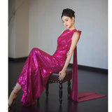 Dragon Fruit Color Bridal Toast Suit 2026 New Lychee Evening Dress Host Light Luxury Niche Hanging Neck Dress HZ0517