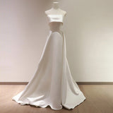 French-Style Densate Light Wedding Dress Bra Simple Long Studio Theme Couple Take Pictures Outdoor Bride Out Wedding Dress HZ0517