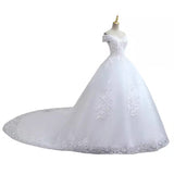 2026 New Word Shoulder Slim Body-And-T-And-Tail Wedding Dress Large-Size Simple Wedding Dress HZ0517