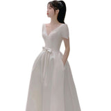French Light Wedding White Vertiny Evening Dress Woman 2026 New Banquet Design Feel Engagement Dress HZ0517