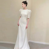French Light Wedding Dress High-End Temperament Simple Dingy Dress Fishtail Welcome Host Banquet Evening Dress Woman HZ0517