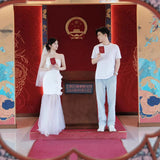 Smear The Breast Light Wedding Street Shooting Senior Sense Certificate Registration Small Man Temperament Simple Welcome Door Yarn Engagement Dress HZ0517
