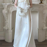 French Sling Light Wedding Dress Bride Simple Temperament With A Plainny Morning Dress White Certificate Registration Small White Dress HZ0517