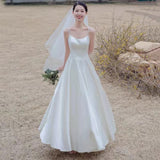 Sing Noodle French Light Wedding Dress 2026 Spring New White Simple Bride Wedding Certificate Registration Dress Female HZ0517