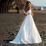French-Style Densline Wedding Dress 2026 Spring New Word Shoulder Thin Tail Sen Family Travel Wedding Dress HZ0517