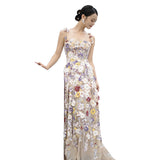 French Flower Evening Dress 2026 New Elegant Temperament High-End Sling Bridal Wedding Dress Dress Dress HZ0517