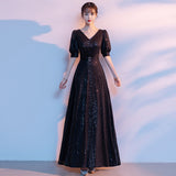 Banquet Evening Dress 2026 New Princess Long Mode Host Annual Meeting Command Dress Black Dress Art Exam Choir Suit HZ0517