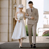 Small Small Wedding Dress White Simple Certificate Registration Go Out Yarn Travel To Shoot Birthday Party Breast-Wearing Evening Dress HZ0517