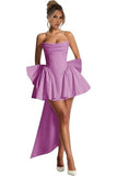 New One-Word Shoulder-To-Shoulder Evening Dress Bow Dress Short Ball Birthday Dress HZ0517