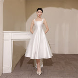 White Sling Model Light Wedding Dress Dress 2026 Spring Sleeveless Bridal Certificate Registration Small White Dress Evening Dress HZ0517
