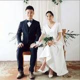 Large-Size Wedding Dress White Morning Dress Showing Thin Bride Taking Pictures Of The Yarn Of The Stingy Dress Simple Travel Yarn HZ0517