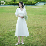 French Simple Dingy Travel Photo Wedding Dress 2026 New Winter Registration Dress Certificate Can Usually Wear A Small White Dress HZ0517