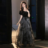 Black Lien Evening Dress 2026 Small Chinese Fengshui Ink Painting Annual Conference Dress Birthday Host Performance Dress HZ0517