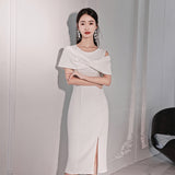 White Banquet Temperament Host Evening Dress Holiday Dress Famous Birthday Party Dress HZ0517
