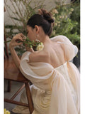 French Light Wedding Dress Yarn 2026 Bridal Exterior Pat Light Yarn Dress Dress Light Luxury Small Welcome Yarn Morning Robe HZ0517