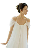 Light Wedding Dress Bride's Word Shoulder Sling Dress Dress Banquet Temperament Morning Robe Sling Dress HZ0517