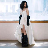 Suspension Short Skirt Wedding Dress Simple Sweet Sen Brigade Light Wedding Dress Engagement Photo Card Small White Dress HZ0517
