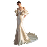 Sing Face Light Wedding Dress 2026 New Bridal Letter-On-Shoulder Retro Fishtail Simple Atmospheric Temperament Elegant Wedding Dress HZ0517