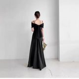 French Black Sling Temperament Banquet Evening Dress Female Birthday Wedding Engagement Simple Niche Dress Dress HZ0517