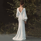 Light Wedding Dress 2026 Summer New Brides Neatly Bridal Dress Simple Long Sleeve Wedding Small Dress Girl HZ0517
