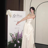 French Bra Light Wedding Dress White High-End Feeld Bridal Engagement Dress Banquet Welcome Morning Robes Go Out Yarn HZ0517