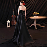 Temperament Black Birthday Dinner Annual Meeting Solo Recitation Host Wedding Dress HZ0517