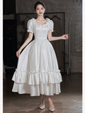 White Evening Dress Vintage Sedevent Light Wedding Dress Bridal Dress Registration License Small White Dress Fairy Court Style Princess HZ0517