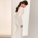 French Light Wedding Dress 2026 Spring New Bridal Fare Sleeve Long Sleeves To Welcome Dress HZ0517