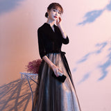 Evening Dress 2026 New Spring Vocal Art Exam Evening Dress Female Black Annual Temperament Host Long HZ0517